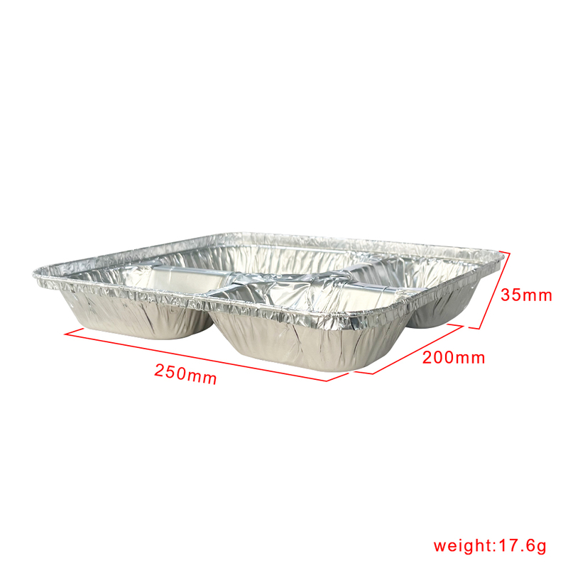 4 Compartment Industrial Aluminum Foil Container Food Grade Aluminium Tray Pans