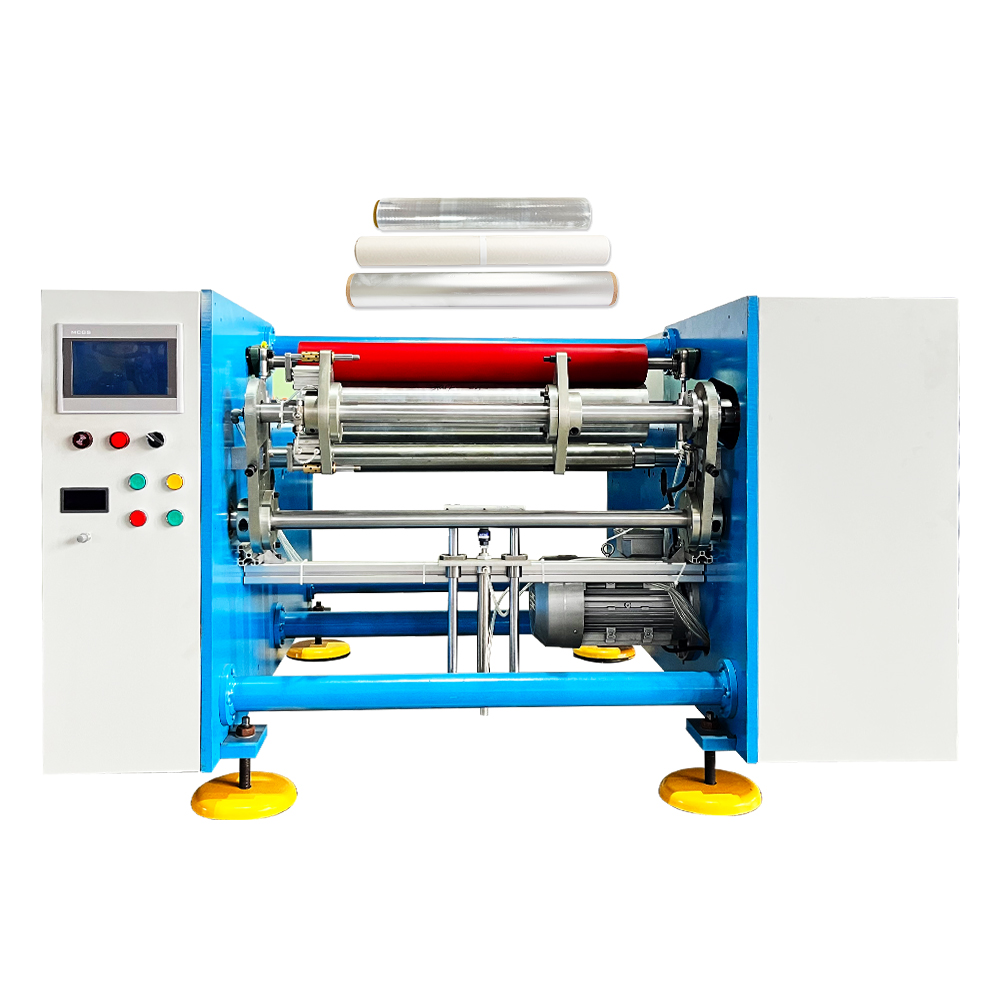 Two Spindles Aluminium Foil PVC PE Cling Film Rolls Rewinding Machine 